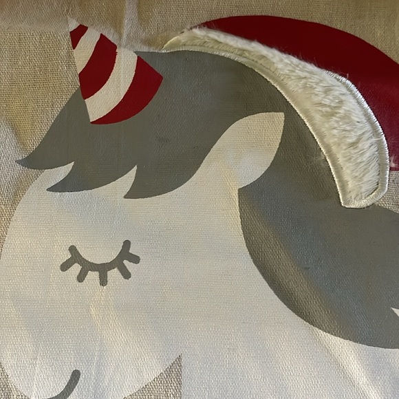 [ XL Canvas Santa Claus Unicorn Drawstring Christmas Gift Bag ] - Picture 4 of 6